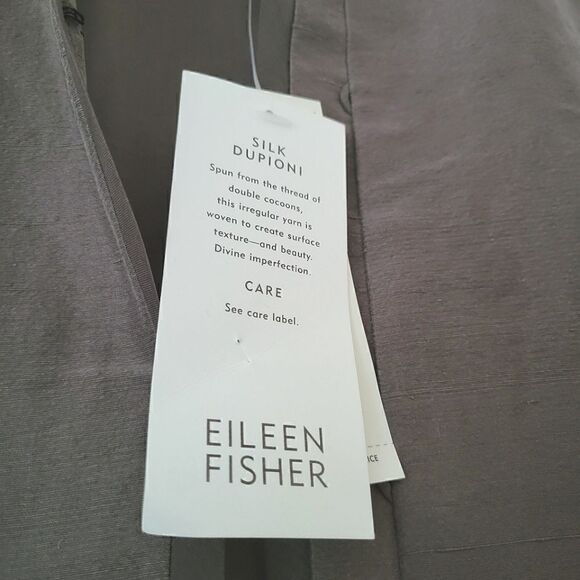 Eileen Fisher NWT Gray Dupioni Silk Jacket Small - Picture 7 of 14